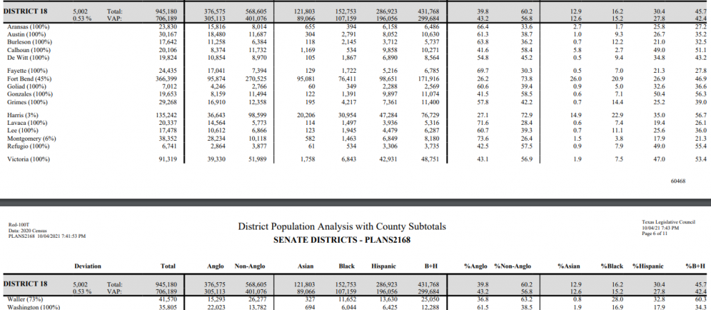 District Population Analysis for Senate District 18